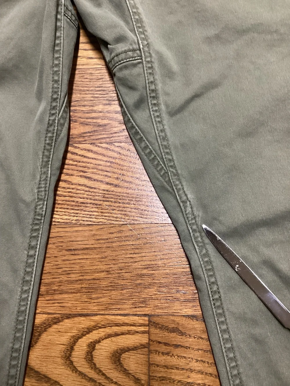 Men's Olive Chino Pants with Built-In Web Belt